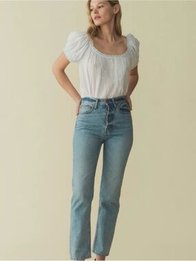 Doen Diana Jean in Cap Ferrat wash High-Rise Button-Fly Jeans